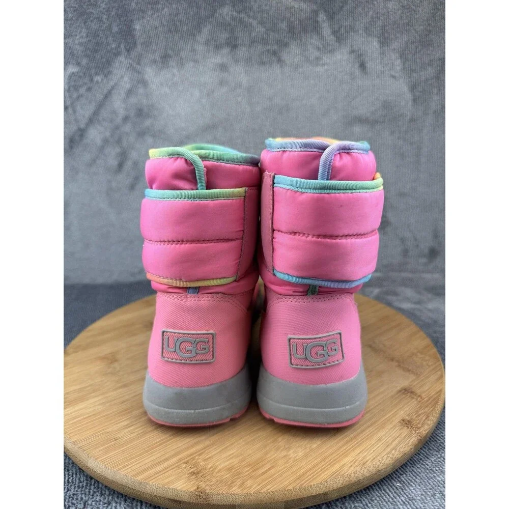 UGG Boots Youth Size 6 Pink Puffer Rainbow Trim 3M Thinsulate 200g Snow